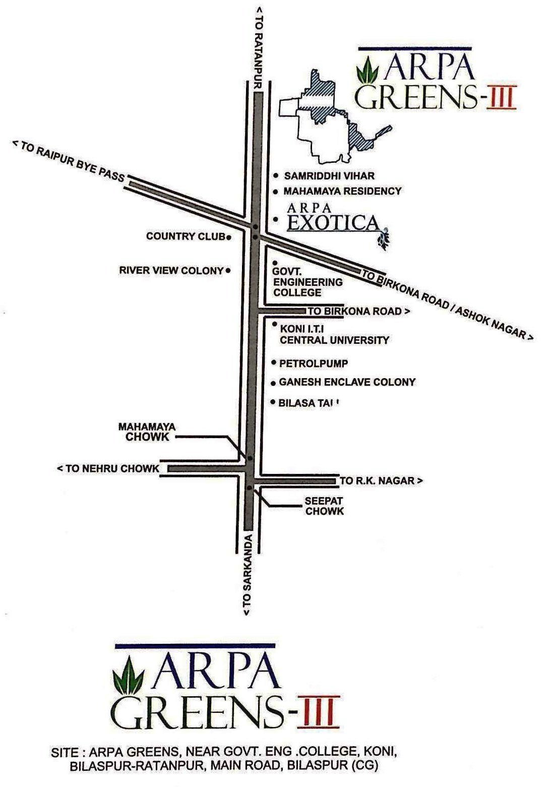 Arpa Greens Phase - III  Location Map