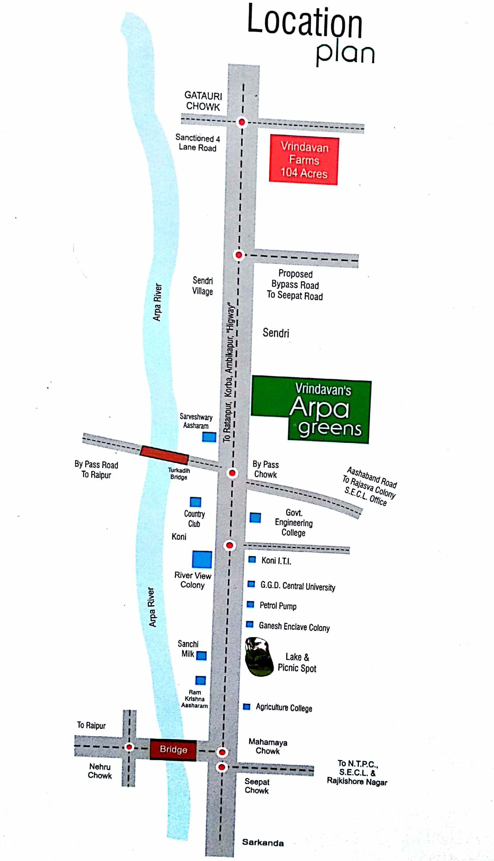 Vrindavan's Arpa Greens  Location Map